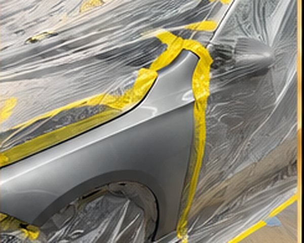 Vehicle masked, primed and prepared for painting in the VRS Bodyshop spray booth
